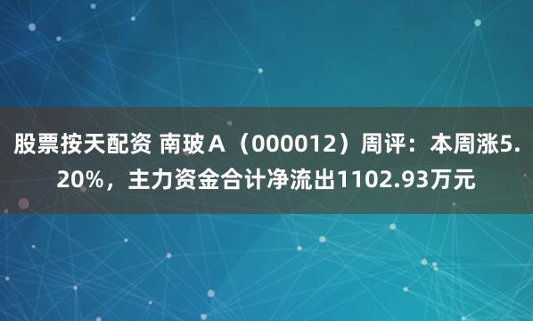 股票按天配资 南玻Ａ（000012）周评：本周涨5.20%，主力资金合计净流出1102.93万元